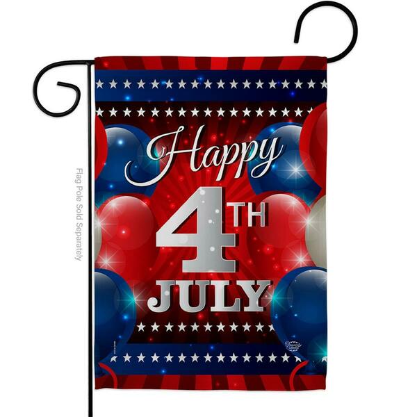 Ornament Collection 13 x 18.5 in. 4th July Balloon Garden Flag with Patriotic Fourth of Dbl-Sided Decorative Vertical OR583430